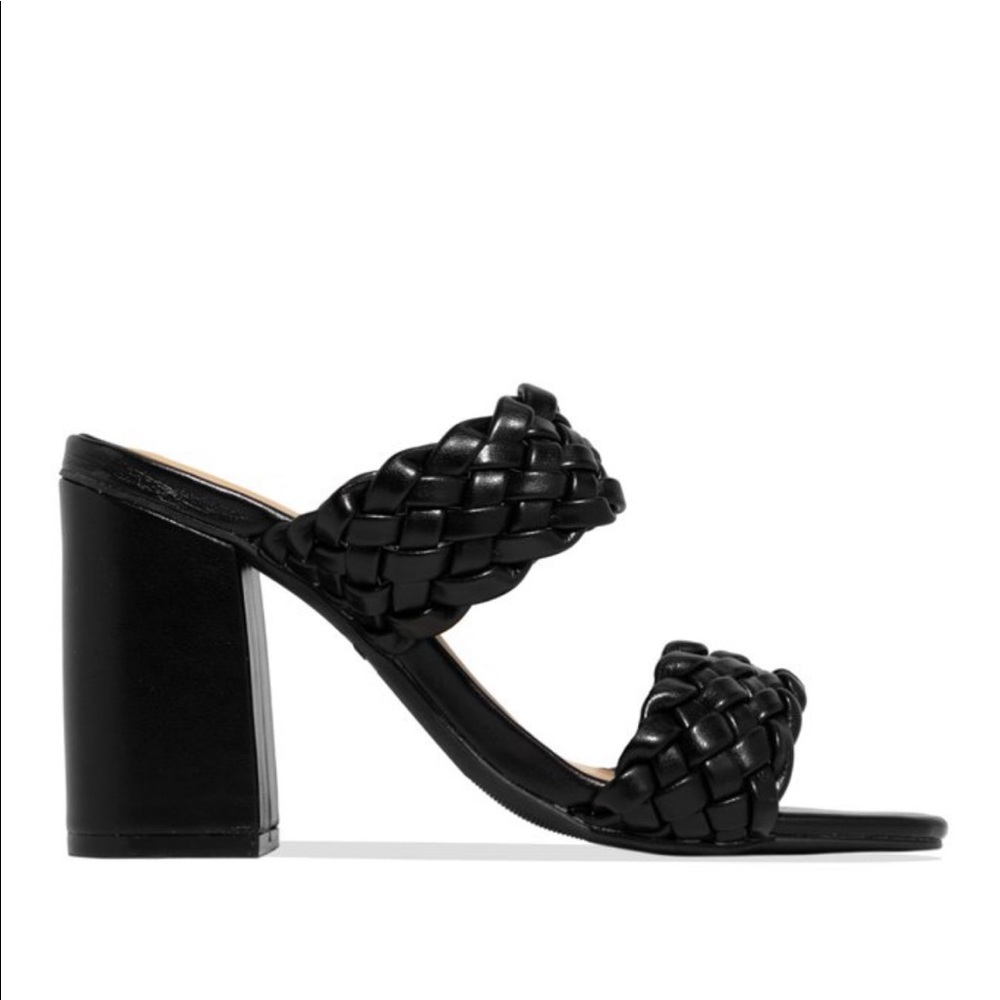 Black Woven Chunky Heel - Picture 6 of 10